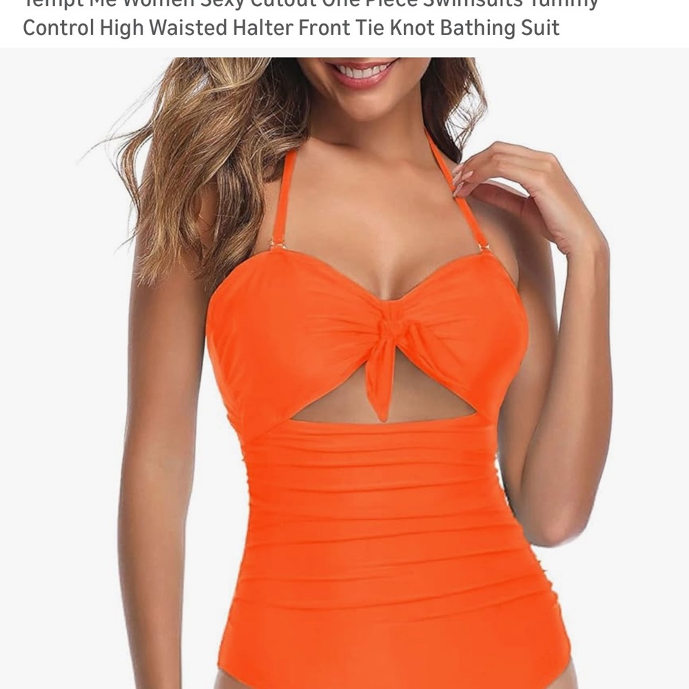 Women's Tempt Me Orange Cutout One-Piece Swimsuit